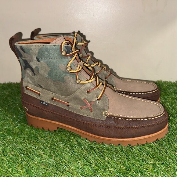 Polo Ralph Lauren Country Ranger MID Camo Brown Leather Suede Boots Men\'s main image 5